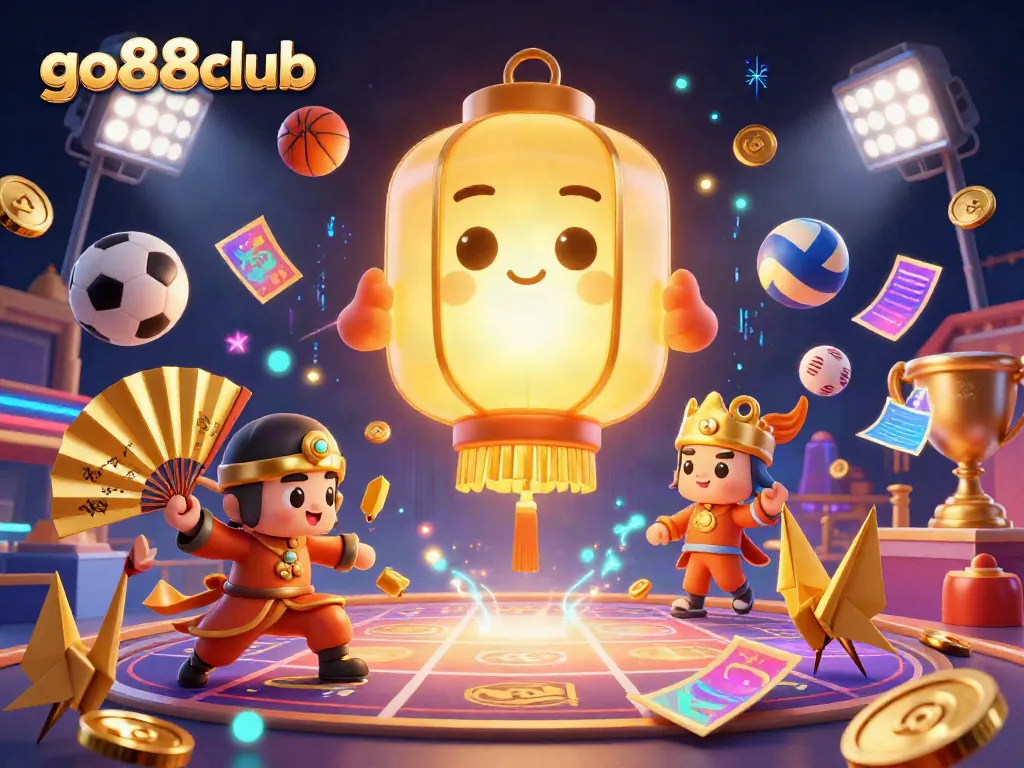 Experience the excitement of go88club's dynamic casino scene with glowing characters and vibrant game elements.