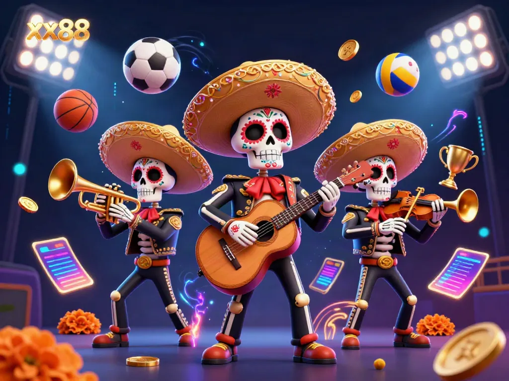 Experience the thrill of xx88 with vibrant mariachis and dynamic sports betting elements.