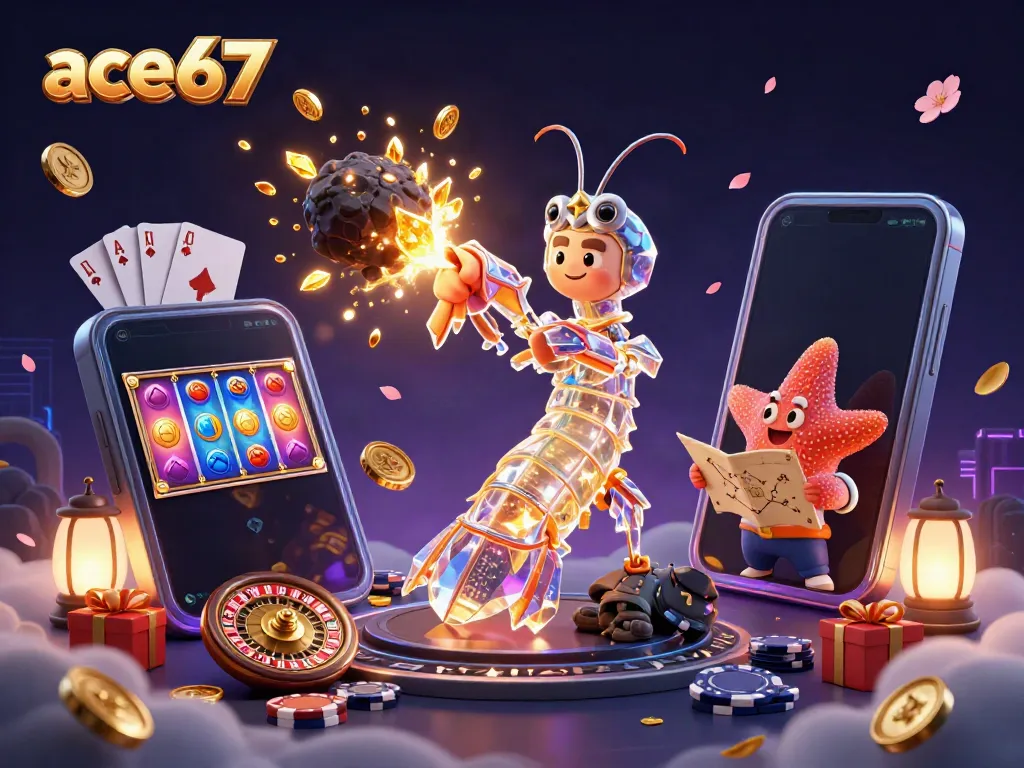 Experience thrilling gaming moments with ace67, showcasing a vibrant casino scene filled with excitement and action.