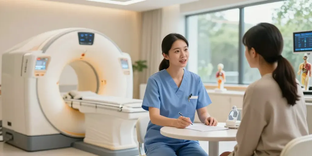 Diagnostikzentrum Wolfsburg: Angenehme Atmosphäre bei ärztlicher Beratung mit bildgebender Diagnostik.
