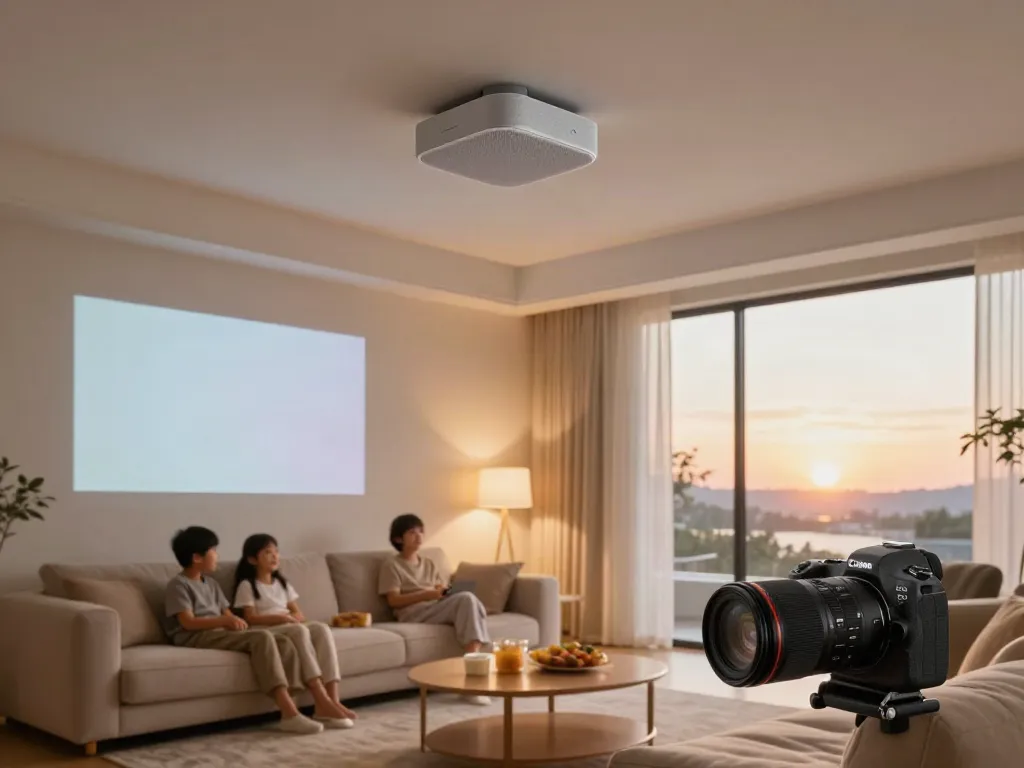 Enjoying a movie night with a stylish اسپیکر سقفی in a modern living room.