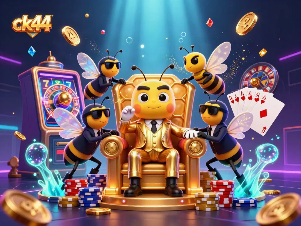 Engage with ck44’s thrilling 3D casino world featuring a bee mob boss and sparkling gems.