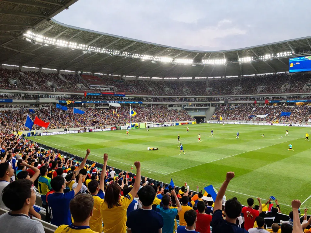 Exciting football match scene showcasing TOP10สนาม with passionate fans and vibrant atmosphere.